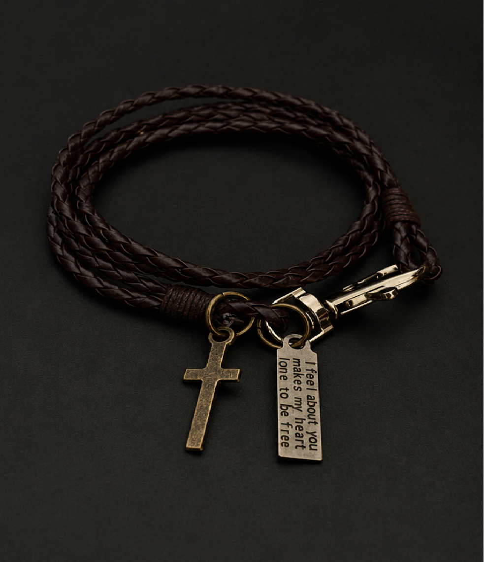 FLEXRAW Freedom Cross Leather Bracelet