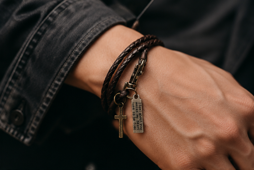 FLEXRAW Freedom Cross Leather Bracelet