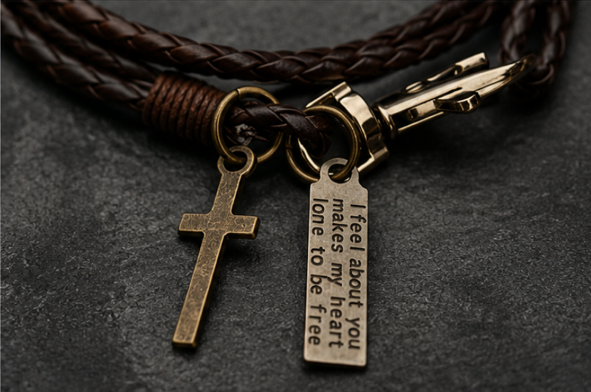 FLEXRAW Freedom Cross Leather Bracelet